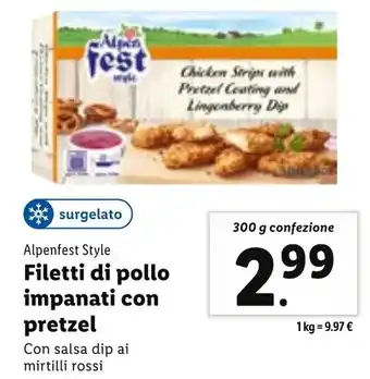 Lidl Filetti di pollo impanati con pretzel 300 g confezione offerta