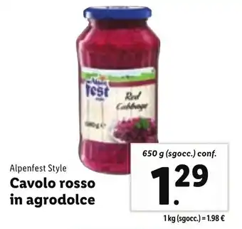 Lidl Cavolo rosso in agrodolce 650 g (sgocc.) conf. offerta