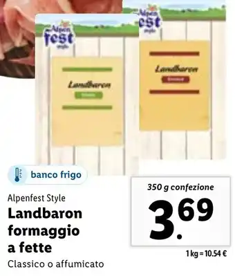 Lidl Landbaron formaggio a fette 350 g confezione offerta
