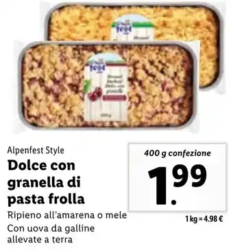 Lidl Dolce con granella di pasta frolla 400 g confezione offerta
