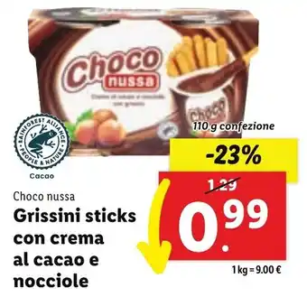 Lidl Grissini sticks con crema al cacao e nocciole 110 g confezione offerta