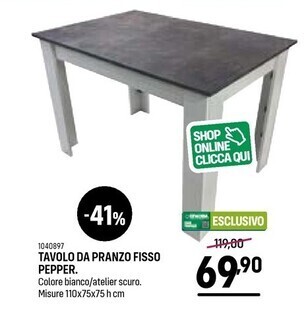 Tavolo da pranzo fisso pepper.