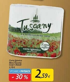 Carrefour Market Tuscany carta igienica maxi offerta