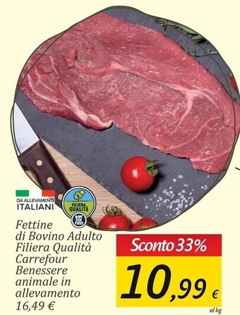 Carrefour Market Carrefour fettine di bovino adulto filiera qualità benessere animale in allevamento offerta