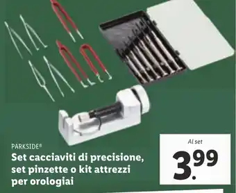 Lidl PARKSIDEⓇ Set cacciaviti di precisione, set pinzette o kit attrezzi per orologiai offerta
