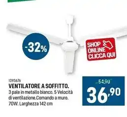 Ventilatore industriale da soffitto.