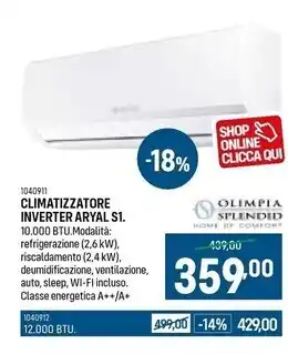 Cfadda Olimpia splendid climatizzatore inverter aryal s1. offerta