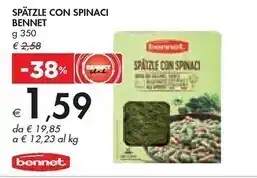 Bennet Bennet - spatzle con spinaci offerta