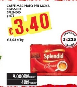 Bennet Splendid caffè macinato per moka classico offerta