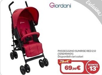 Bimbo Store Giordani passeggino sunrise red 2.0 offerta