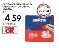 Bennet Lavazza caffè macinato per moka crema e gusto classico offerta