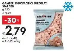 Star fish gamberi indopacifici surgelati