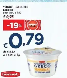 Bennet Bennet - yogurt greco 0 % offerta