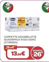 Bimbo Store Chicco coppette assorbilatte quadripack 4x30=120pz offerta