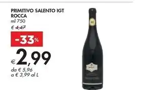 Bennet Rocca primitivo salento igt offerta
