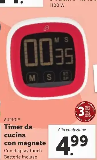 Lidl AURIOLⓇ Timer da cucina con magnete offerta