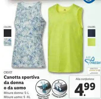 Lidl CRIVIT Canotta sportiva da donna o da uomo offerta