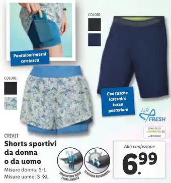 Lidl CRIVIT Shorts sportivi da donna o da uomo offerta