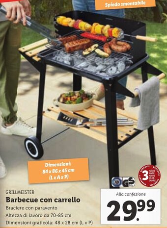 Lidl GRILLMEISTER Barbecue con carrello offerta