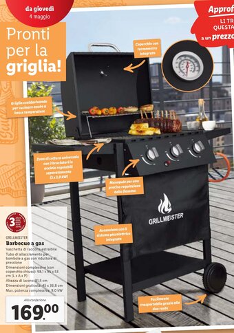 Lidl GRILLMEISTER Barbecue a gas offerta