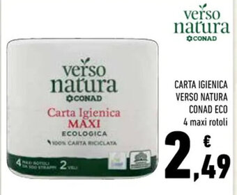 Conad CARTA IGIENICA VERSO NATURA CONAD ECO 4 maxi rotoli offerta