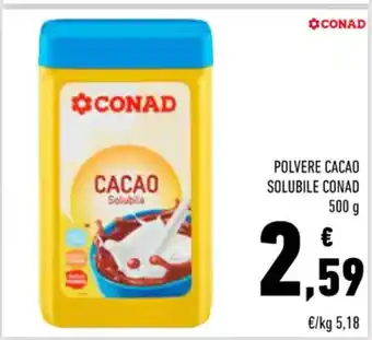 Conad POLVERE CACAO SOLUBILE CONAD 500 g offerta