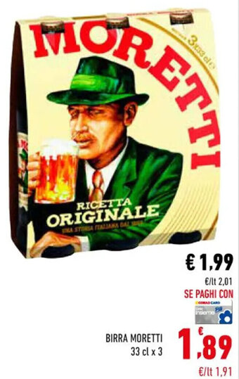 Conad BIRRA MORETTI 33 cl x 3 offerta