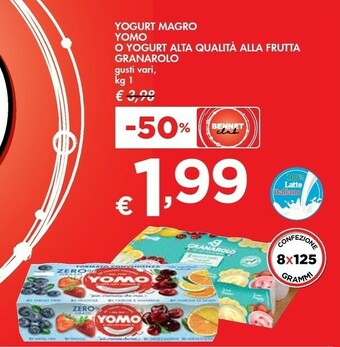 Bennet Yomo Yogurt Magro Frutta 1000 G(ml) offerta
