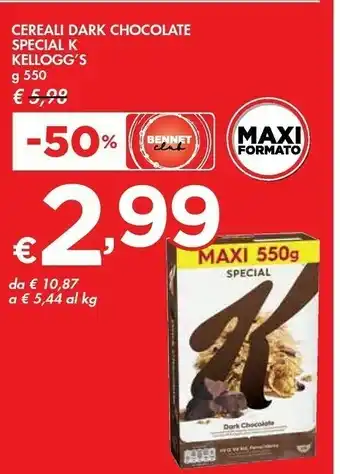 Bennet Kelloggs Cereali Dark Chocolate Special K offerta