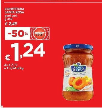 Bennet Santa rosa Confettura Extra Albicocche 350 G(ml) offerta