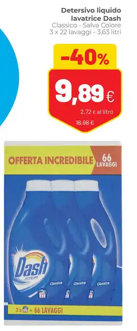 Coop Detersivo liquido lavatrice Dash - Salva Colore 3 x 22 lavaggi - 3,63 litri offerta