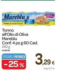Carrefour Express Mareblu tonno all'olio di oliva offerta