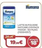 Bimbo Store Humana latte in polvere natcare 2 mypack 1100 gr offerta
