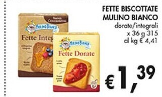 Coal Mulino bianco fette biscottate offerta