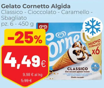 Coop Gelato Cornetto Algida pz.6 450 g offerta