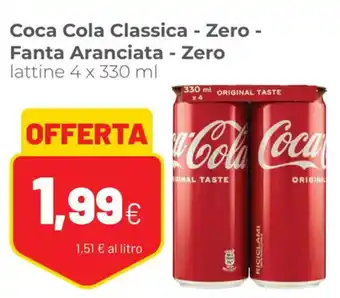 Coop Coca Cola Classica - Zero - Fanta Aranciata - Zero lattine 4 x 330 ml offerta