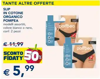 Esselunga SLIP IN COTONE ORGANICO POMPEA modelli assortiti, colore bianco o nero, conf. 2 pezzi offerta