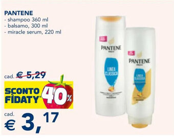 Esselunga PANTENE shampoo 360 ml - balsamo, 300 ml - miracle serum, 220 ml offerta