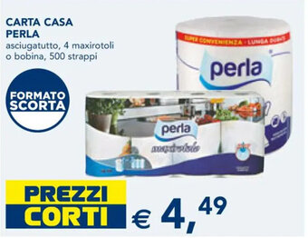 Esselunga CARTA CASA PERLA asciugatutto, 4 maxirotoli o bobina, 500 strappi offerta