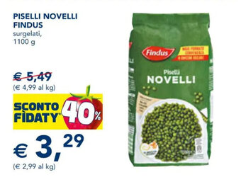 Esselunga PISELLI NOVELLI FINDUS surgelati, 1100 g offerta