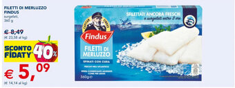 Esselunga FILETTI DI MERLUZZO FINDUS surgelati, 360 g offerta