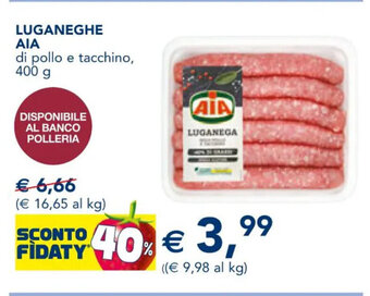 Esselunga LUGANEGHE AIA di pollo e tacchino, 400 g offerta