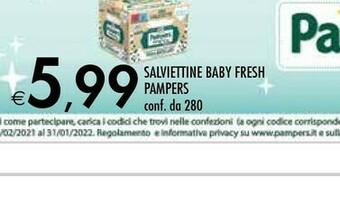 Bennet Pampers Salviettine Baby Fresh offerta