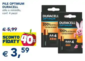 Esselunga PILE OPTIMUM DURACELL conf. 4 pezzi offerta