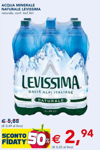 Esselunga ACQUA MINERALE NATURALE LEVISSIMA naturale, conf. 6x2 litri offerta