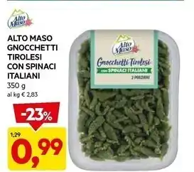 DPiù Alto maso gnocchetti tirolesi con spinaci italiani offerta