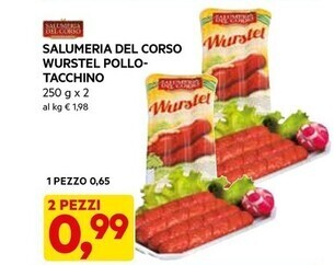 DPiù Salumeria del corso wurstel pollo tacchino offerta