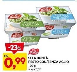 DPiù Si fa bontà pesto con / senza aglio offerta