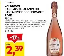 DPiù Sandròun ambrusco salamino di santa croce doc spumante rose offerta