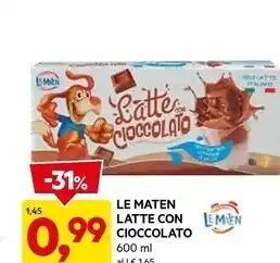 DPiù Le maten latte con cioccolato offerta